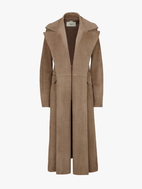 FENDI Brown suede overcoat
