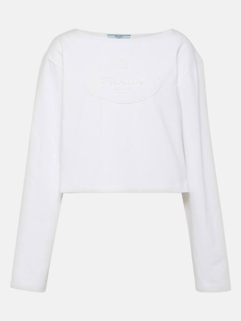 Prada Logo cotton jersey crop top