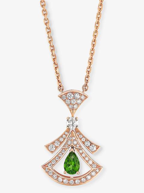 BVLGARI Divas’ Dream 18ct rose-gold, 0.46ct brilliant-cut diamond and tourmaline pendant necklace