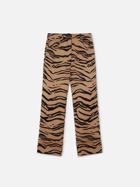 Tiger Print Cropped Jacquard Trousers