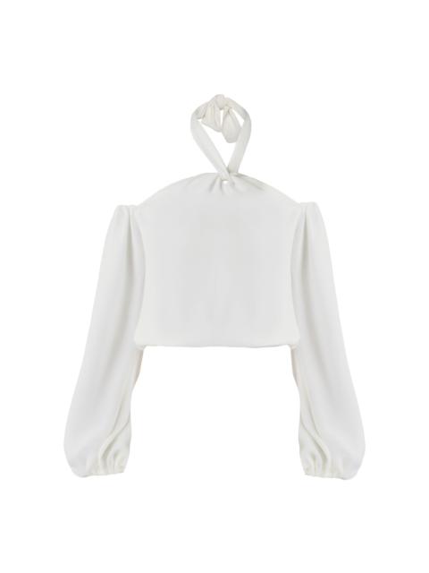 ANDRES OTALORA Me Nombras Off-The-Shoulder Silk-Georgette Blouse off-white