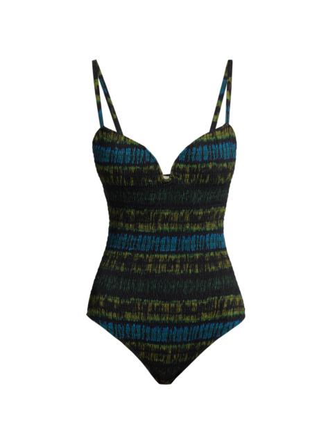 ULLA JOHNSON Women's Biarritz Smocked One-Piece Swimsuit - Lagoon