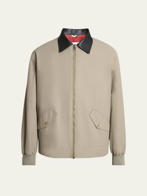 Givenchy Men's Harrington Jacket w/ Leather Coilar