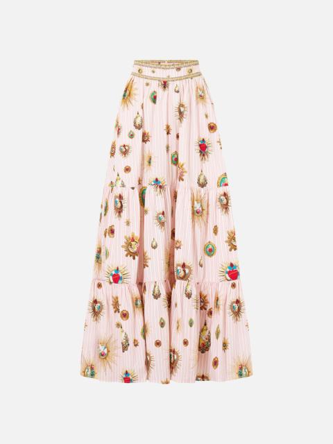 CAMILLA HIGH WAISTED TIERED SKIRT PAINTED PRAYERS