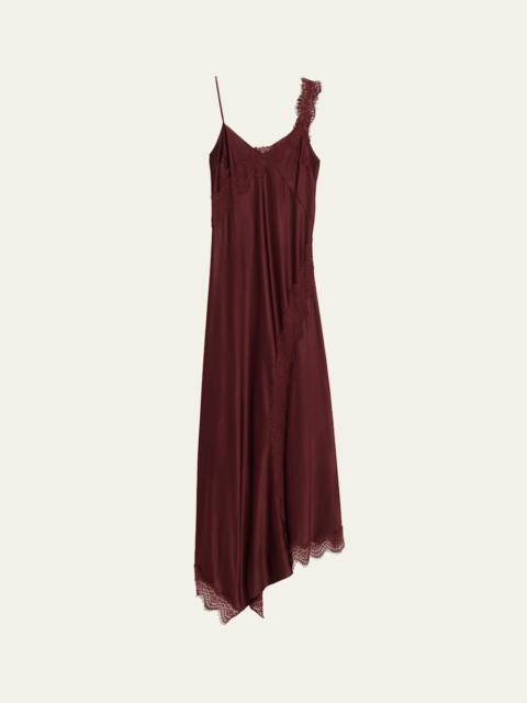 VERONICA BEARD Vernon Lace-Trim Satin Slip Dress