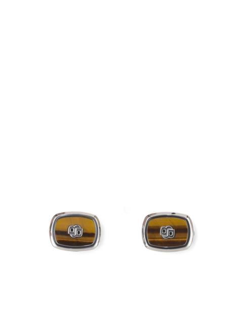 BOSS monogram-plaque stone-inlay cufflinks
