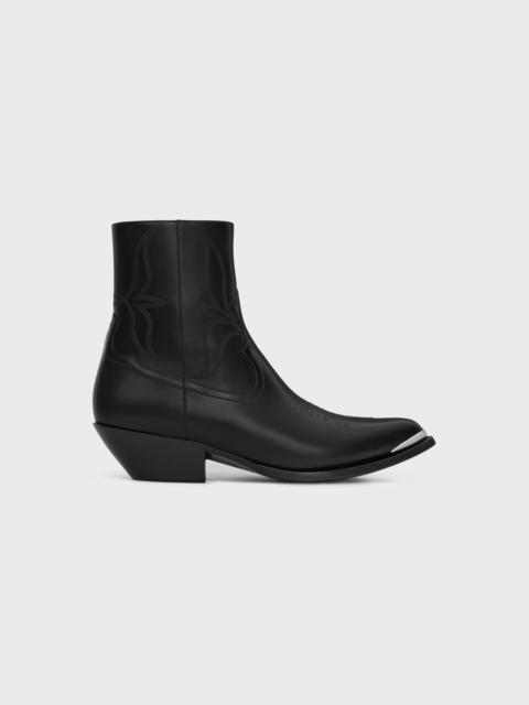 CELINE LEON ZIPPED BOOT WITH METAL TOE in SHINY CALFSKIN