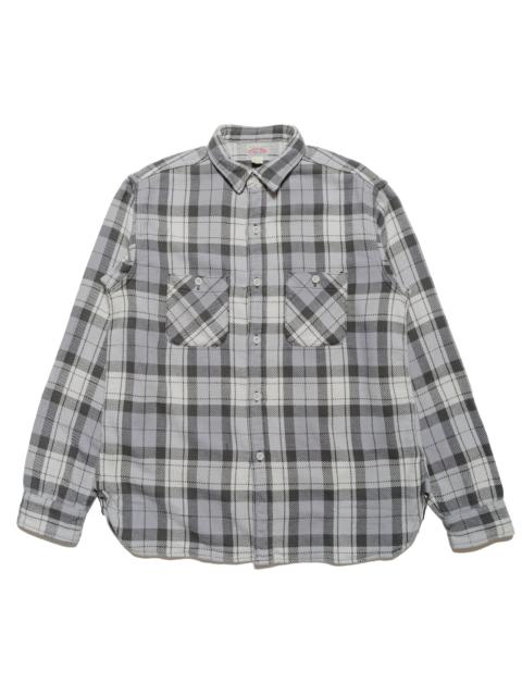 The Real McCoys MS24007 8HU Block Check Summer Flannel Shirt Snow Gray