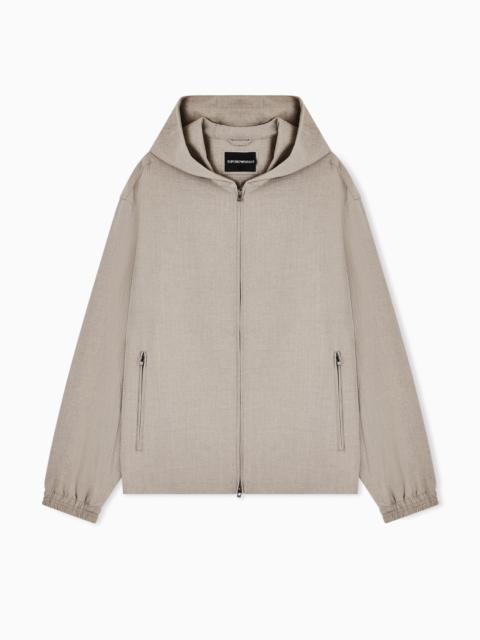 EMPORIO ARMANI TECHNICAL-SEERSUCKER FABRIC HOODED BLOUSON