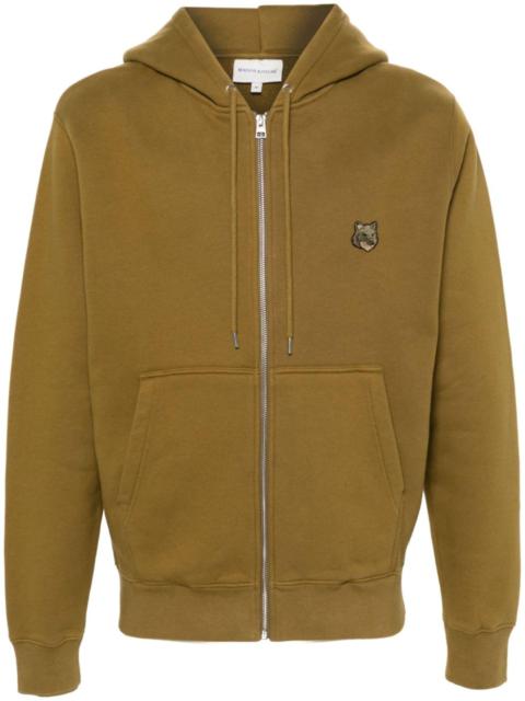 Fox-patch zip-up hoodie