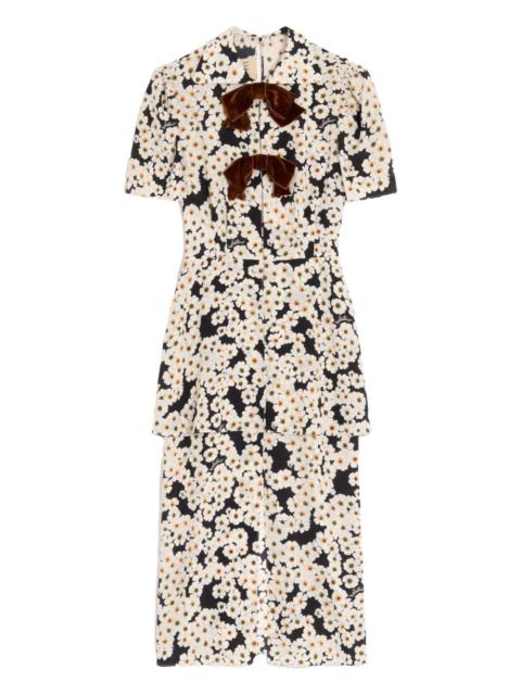 Valentino Primula-print bow-details midi dress
