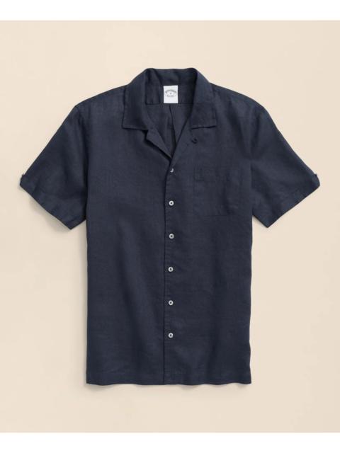 Brooks Brothers Irish Linen Camp Collar Short-Sleeve Sport Shirt