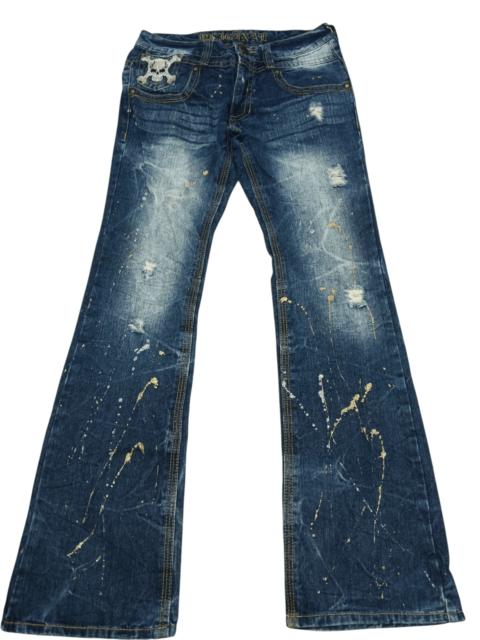 Other Designers Le Grande Bleu (L.G.B.) - ☠️Skull☠️ Distressed Splash Flare Jeans