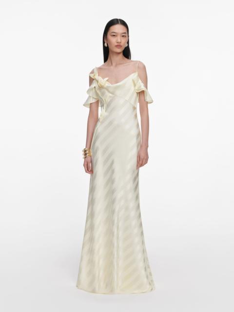 self-portrait Yellow Satin Striped Maxi Dress