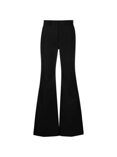 flared stretch-cotton trousers