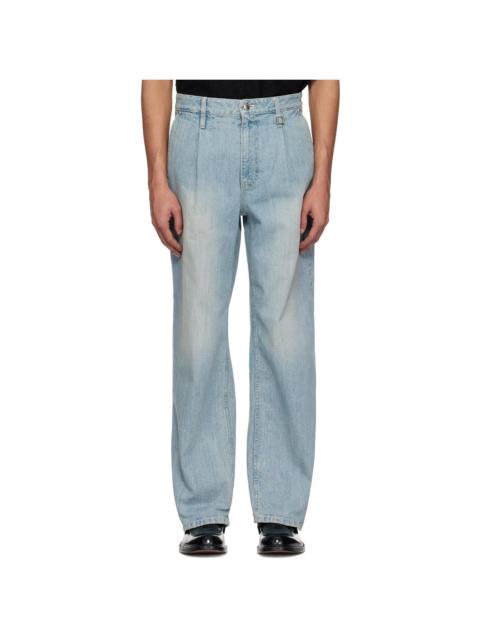 Blue Wide Slub Denim Jeans