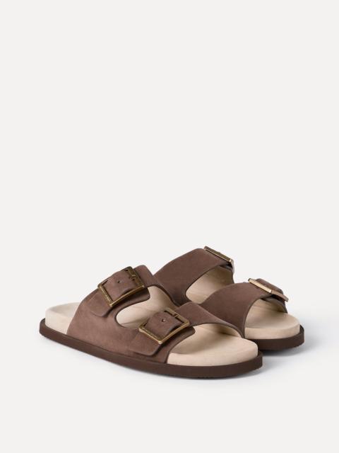 Brunello Cucinelli Suede slides with buckles