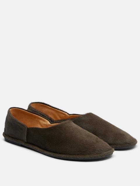 The Row Canal calf hair slip-on shoes
