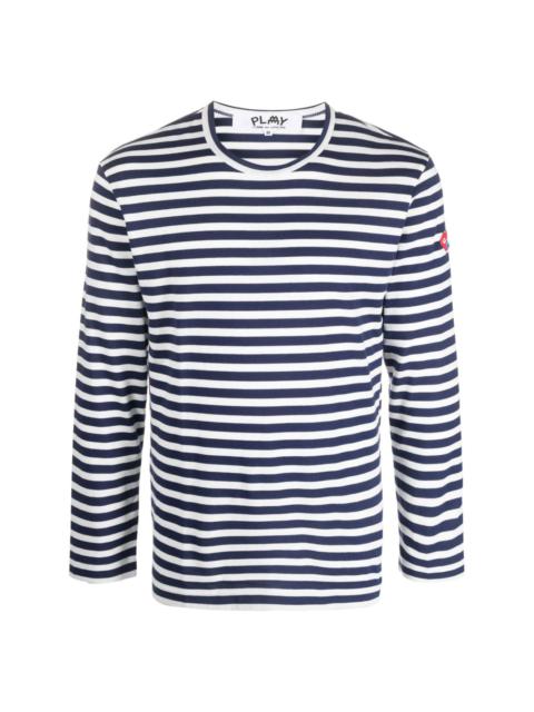 x the Artist Invader pixelated-appliqué striped T-shirt
