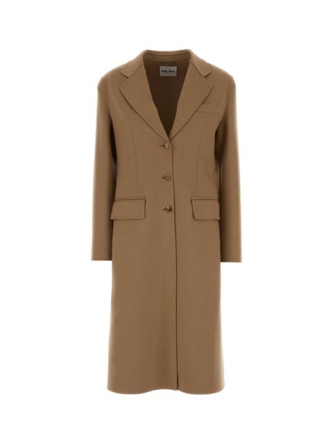 Miu Miu Miu Miu Women Camel Wool Blend Coat