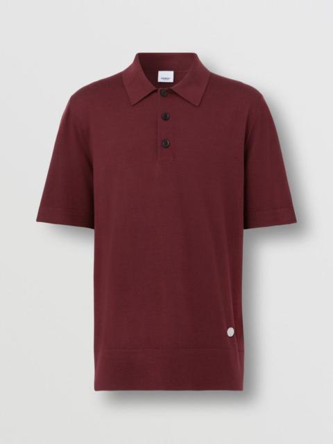 Burberry Monogram Motif Wool Silk Blend Polo Shirt