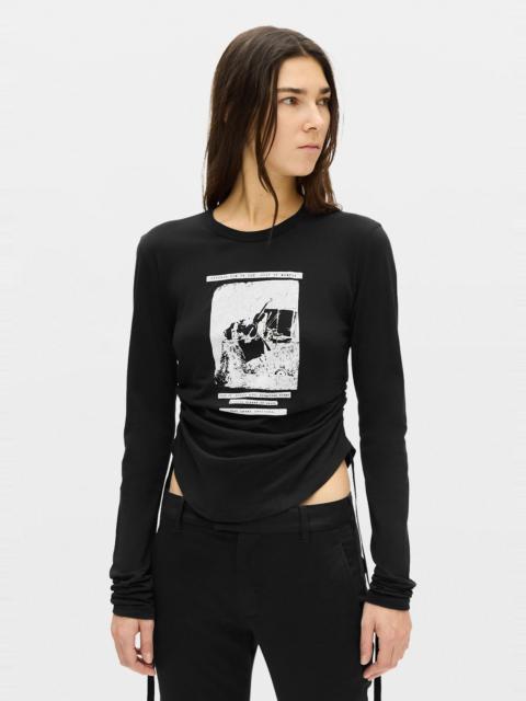 Ann Demeulemeester Dot Wrinkled Cropped Long Sleeves Top