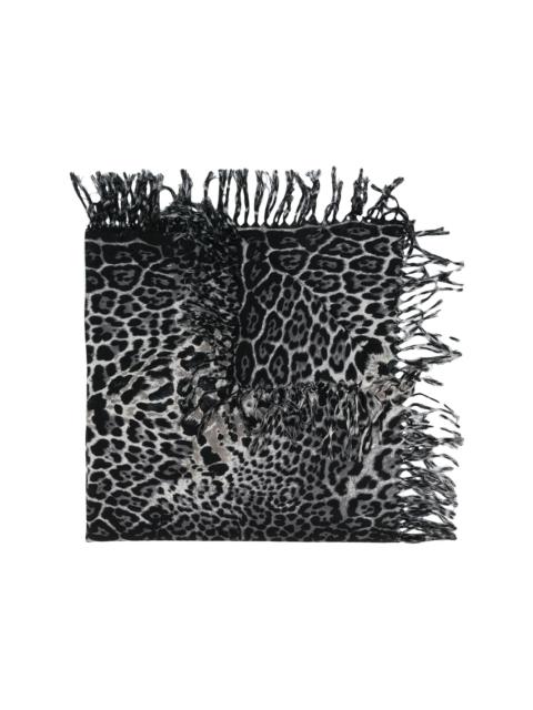 SAINT LAURENT leopard-print scarf