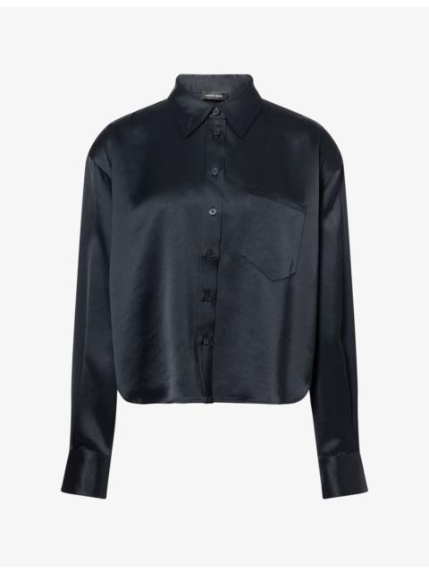 ANINE BING Scott Cropped Satin Shirt