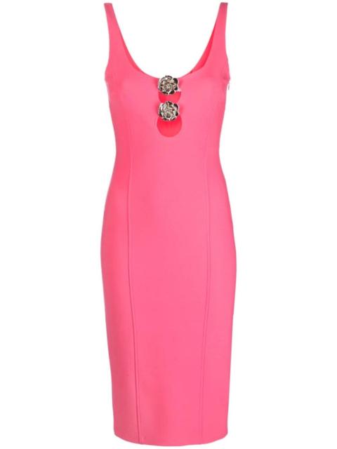 Blumarine rose-brooch-detail sleeveless dress