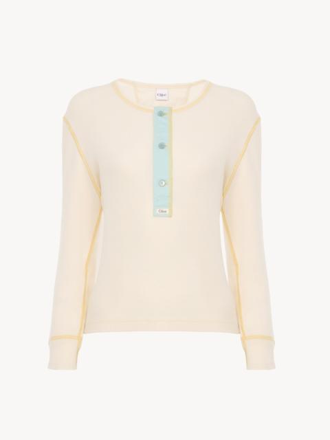 Chloé FITTED HENLEY SHIRT IN COTTON JERSEY