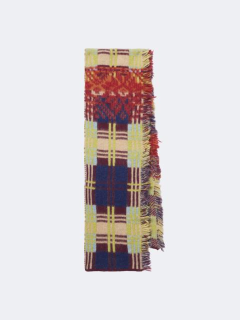 Dries Van Noten Checked fringed wool and alpaca-blend scarf