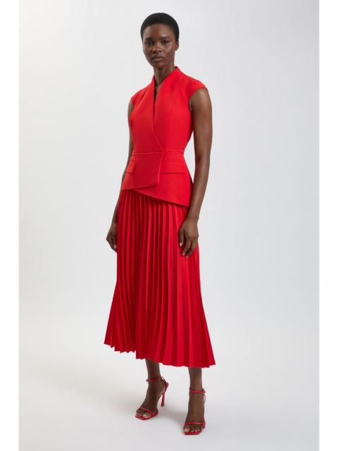 KAREN MILLEN Tailored Crepe Asymmetric Pleat Maxi Dress