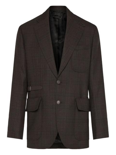 Brioni check buckle jacket