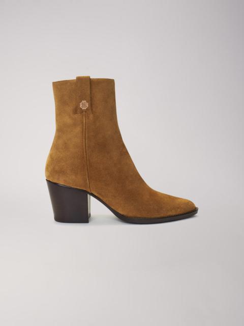 maje Cowboy boots in camel suede leather