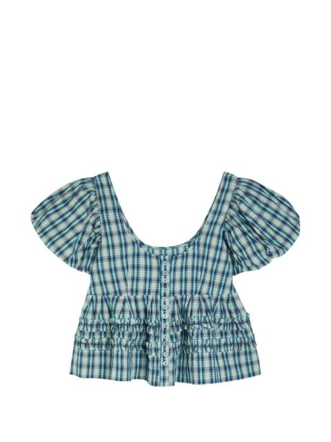 DAMSON MADDER. ruffled check-pattern blouse