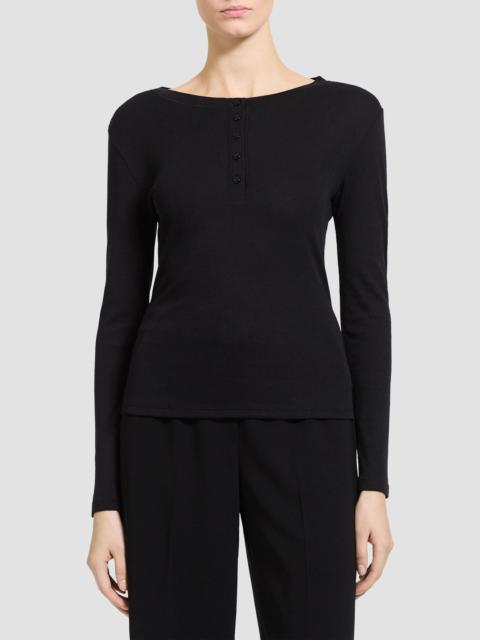 Theory Women's Purl Henley Long-Sleeve T-Shirt - Black