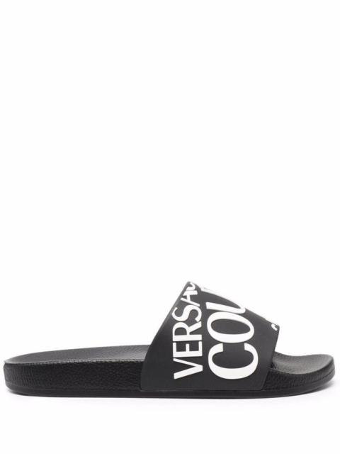 VERSACE JEANS COUTURE VERSACE Logo-print slides Black