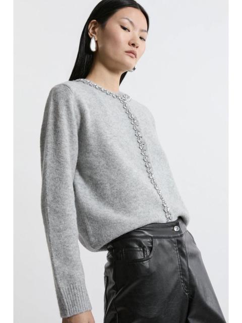 KAREN MILLEN Embellished Trim Cosy Knit Cardigan
