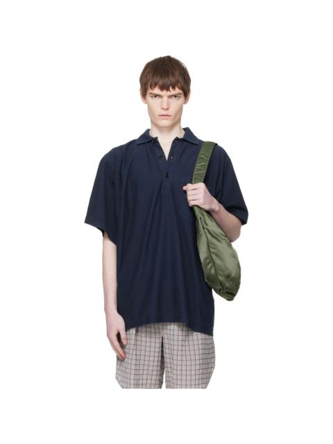 HED MAYNER Navy Garment-Dyed Polo