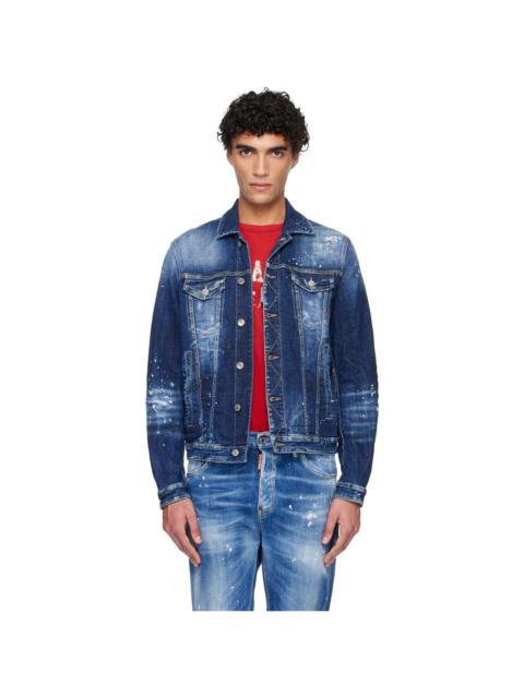 DSQUARED2 Navy Medium Easy Wash Dan Denim Jacket