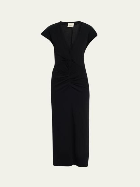 Isabel Marant Nadra Gathered Waist Jersey Midi Dress