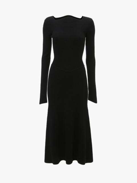 Knitted Circle Panel Dress In Black