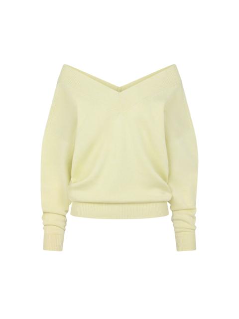 TOM FORD CASHMERE OFF THE SHOULDER V-NECK KNIT