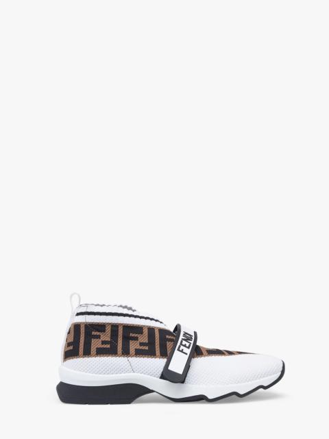 FENDI White fabric sneakers