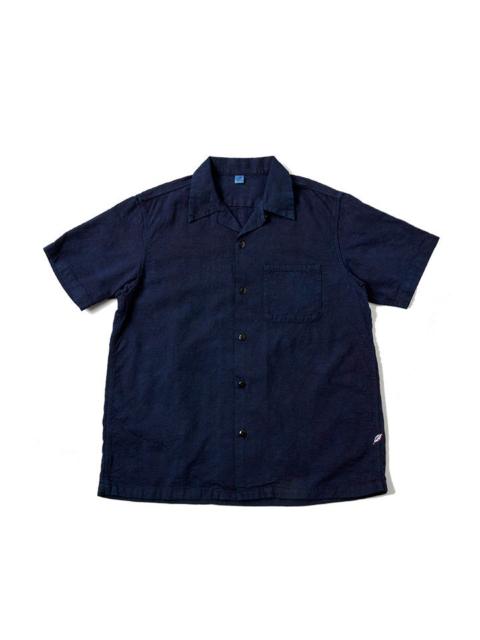 Pure Blue Japan 2241-2 Organic Cotton Jacquard Open Collar - Flower