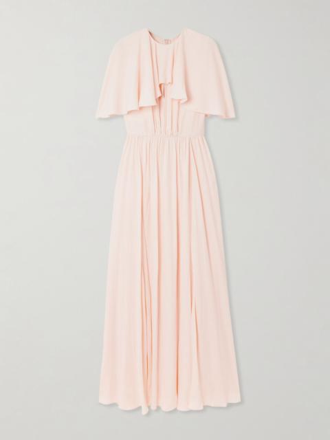 GIAMBATTISTA VALLI Cape-effect pleated crepe midi dress Blush