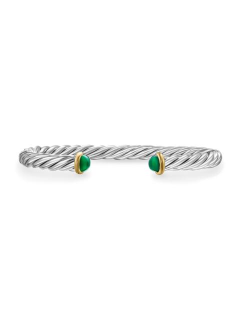 DAVID YURMAN Men's Cable Cuff Bracelet in Sterling Silver - Green Onyx