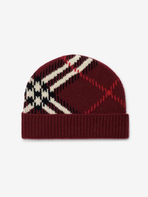 Burberry Check Cashmere Blend Beanie