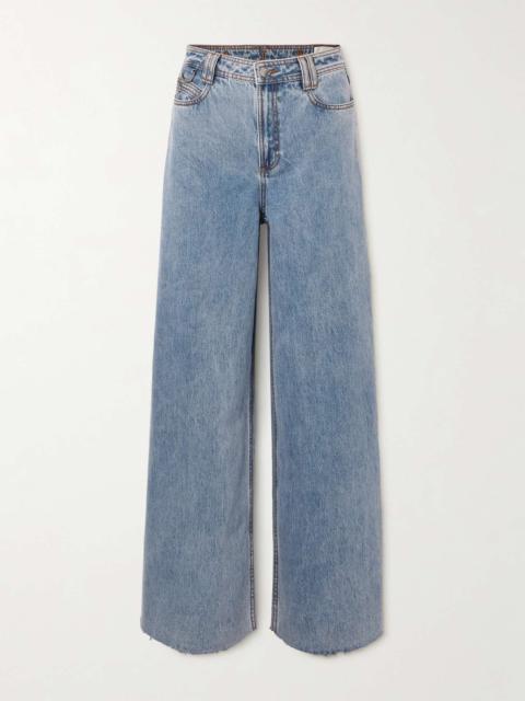 Aje. Outline frayed high-rise wide-leg jeans