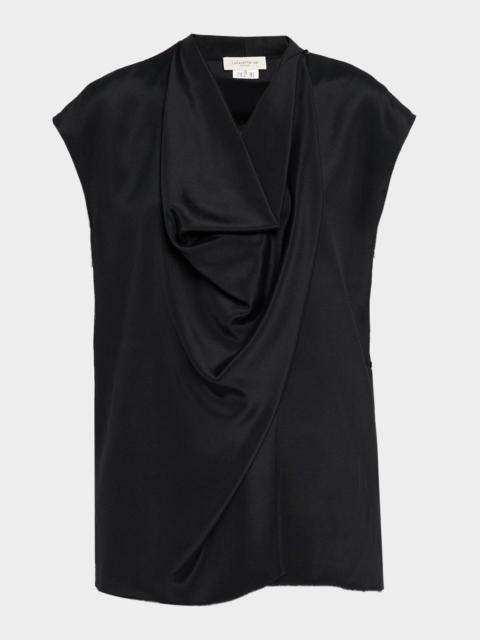 Lafayette 148 New York Cap-Sleeve Cowl-Neck Blouse